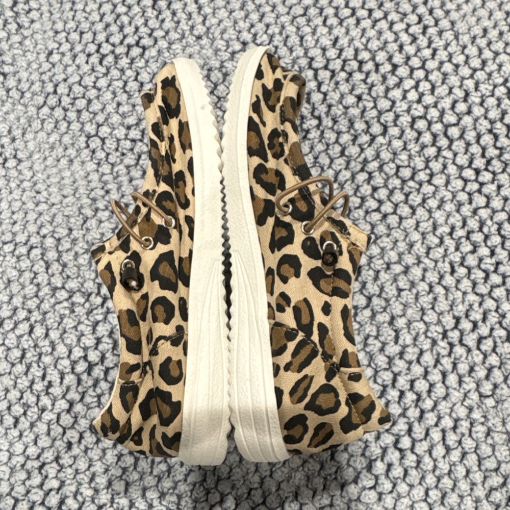 Outwoods Animal Print Canvas Lace Up Flat Slip-On Beige Black Women's US 7 - Picture 4 of 6
